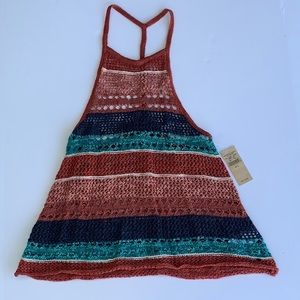 American Eagle T Back Tank Top Blue Red Size Small